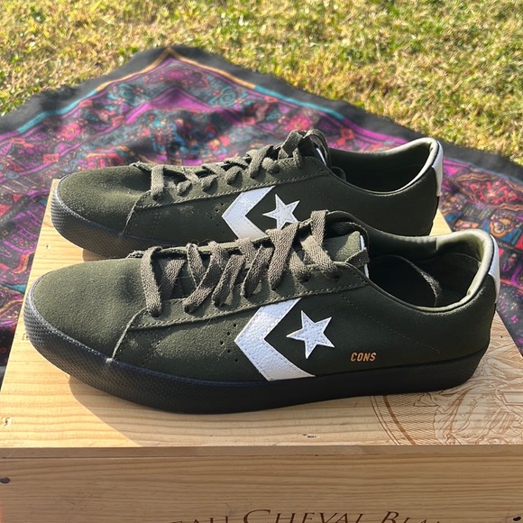 NWOB Converse Suede Army Green Skate Shoes - Men’s Size 9.5 - Picture 3 of 10